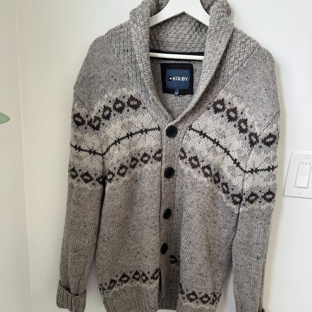 Kolby Grey Knit Cardigan – Men’s Large